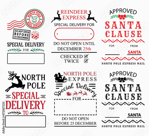 Set of Santa Sack Designs. Christmas Delivery Bag Design Bundle.