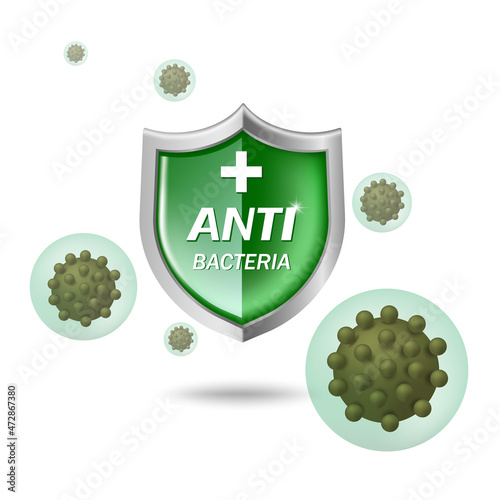germ and bacteria prevention logo For making media related to hygiene and medicine,vector 3d isolated on white background 