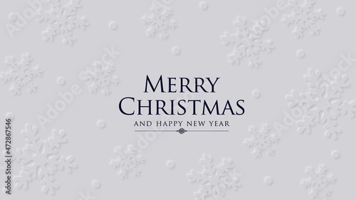 White christmas card with snowflake composition.