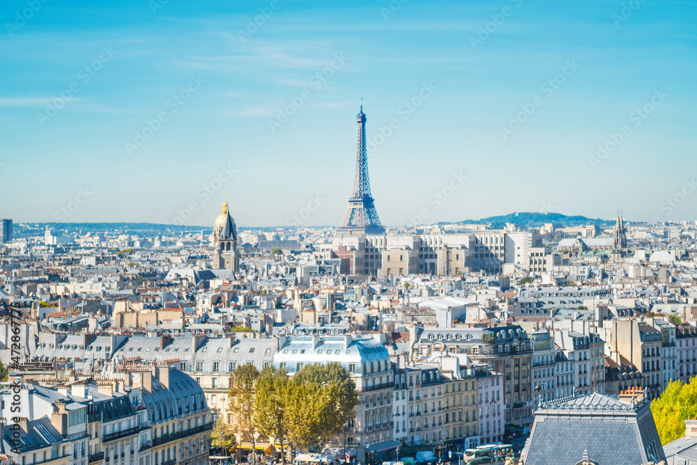 Paris cityscape with Eiffel tower and Paris city view