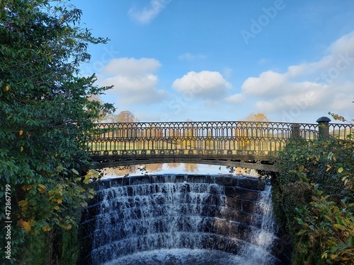 Waterfall at Ripley Castle, Ripley, North Yorkshire, UK photo