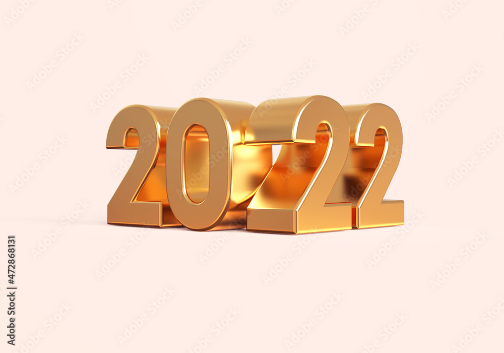 2022 golden letters, new year concept 3d illustration isolated 2022 golden letters, new year concept 3d illustration isolated
