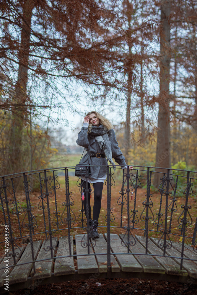 Wunderbare Schöne Frau mit Blondem Haar und Grauen Mantel in der Winter Zeit in Berlin Wunderbare Schöne Frau mit Blondem Haar und Grauen Mantel in der Winter Zeit in Berlin