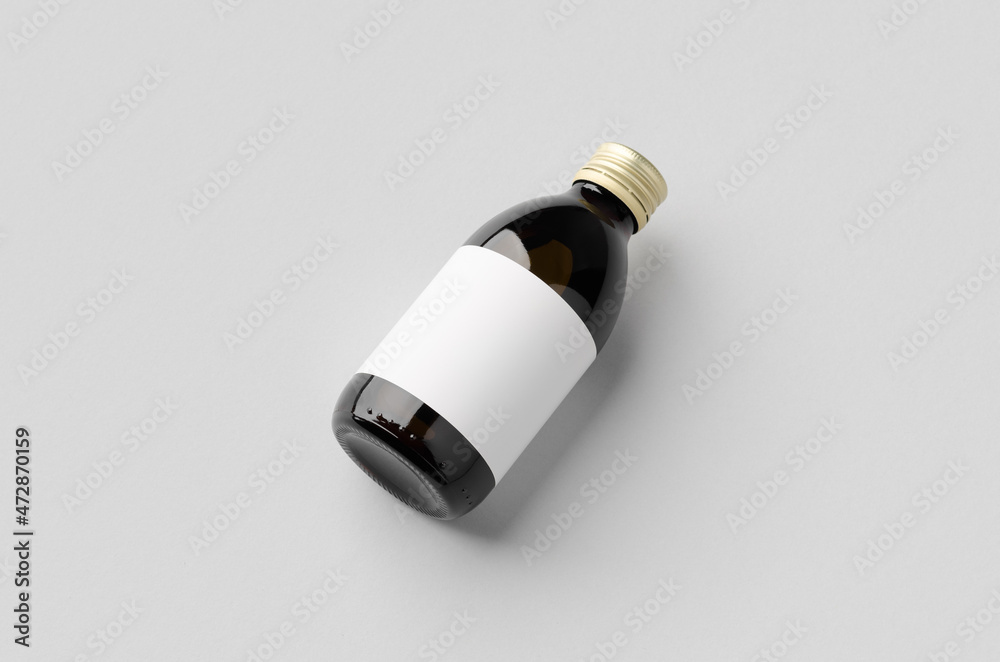 Cold brew coffee glass bottle mockup with blank label. Cold brew coffee glass bottle mockup with blank label.