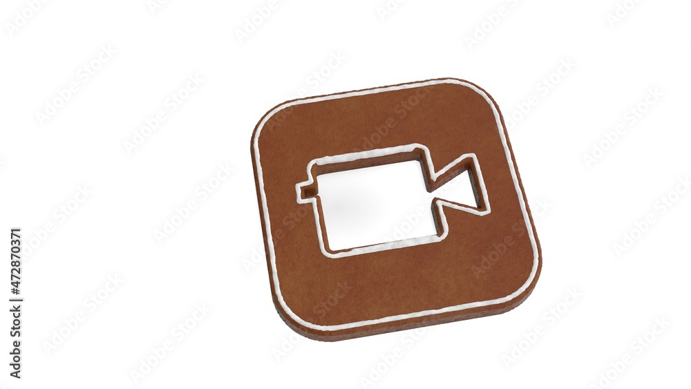 3d rendering of gingerbread icon of camera app isolated on white background 3d rendering of gingerbread icon of camera app isolated on white background