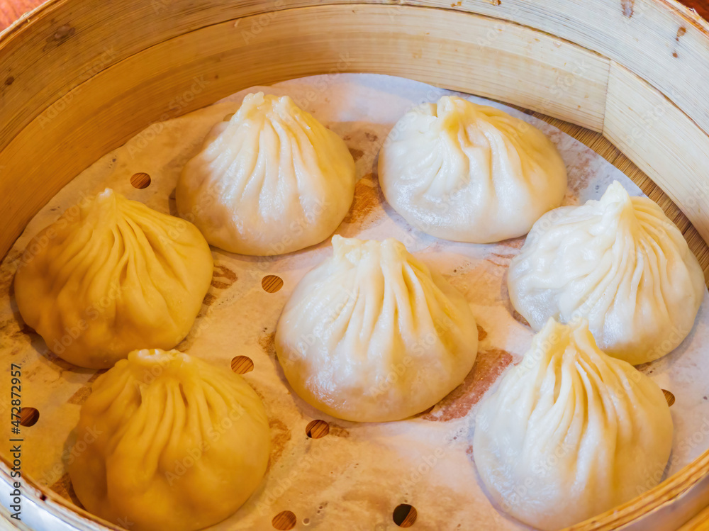 Close up shot of Xiao Long Bao Close up shot of Xiao Long Bao
