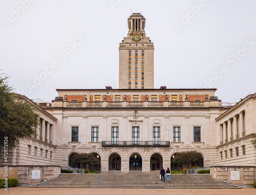 Overcast view of the UT Tower of University of Texas at Austin photo