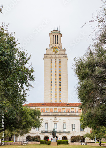 Photography Overcast view of the UT Tower of University of Texas at Austin
