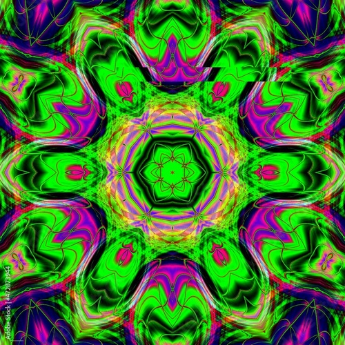 Abstract Green, Pink & Black Fractal Flower - this one’s a little “off,” but “off” in a good way! The boldness leaks through the intricate design and the flower is truly unique!