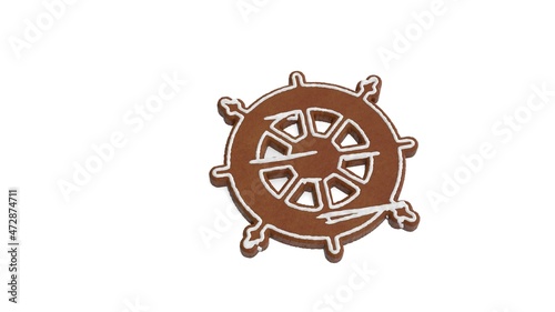 3d rendering of gingerbread symbol of helm isolated on white background