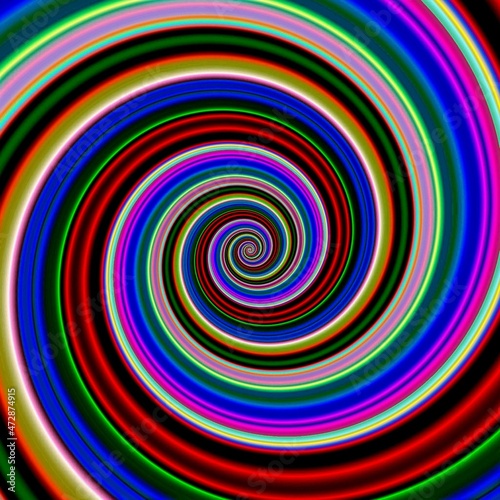 Abstract Blue, Pink & Red Glowing Fractal Vortex - this glowing colorful swirl wants to take a twirl with you!