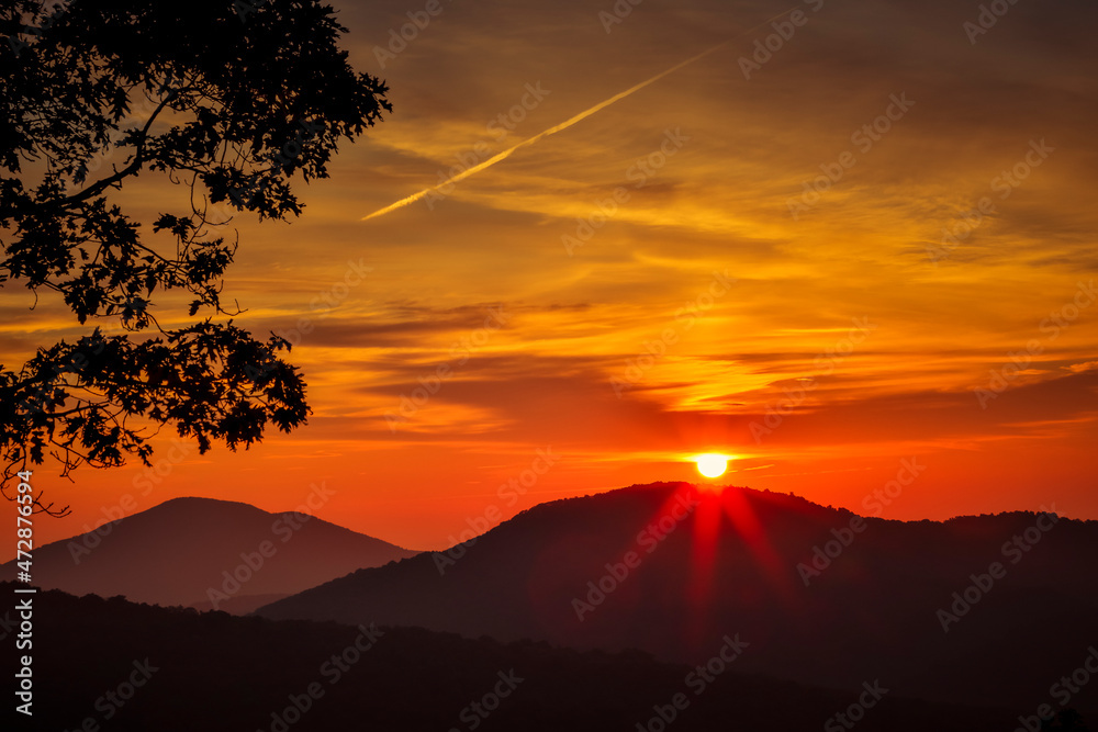USA, Virginia, Shenandoah National Park, sunrise at Thornton Gap USA, Virginia, Shenandoah National Park, sunrise at Thornton Gap