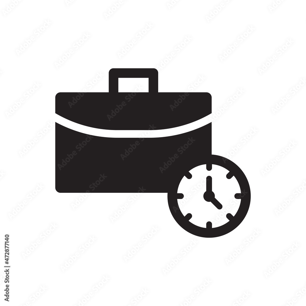 Briefcase With Clock Icon - Work Time Icon Briefcase With Clock Icon - Work Time Icon