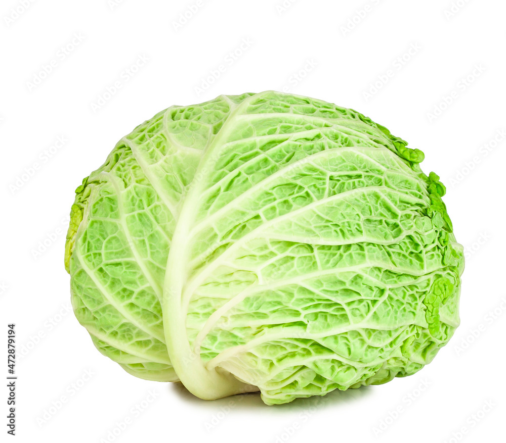 Savoy cabbage isolated on a white background Savoy cabbage isolated on a white background