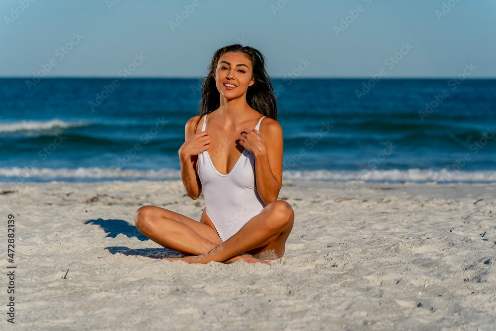 Lovely Mixed Race Bikini Model Posing Outdoors On A Caribbean Beach Lovely Mixed Race Bikini Model Posing Outdoors On A Caribbean Beach