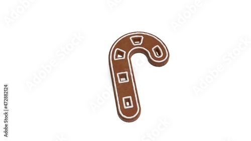 3d rendering of gingerbread symbol of candy isolated on white background photo