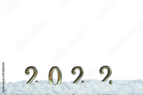 Figures 2022 on a white background in the snow