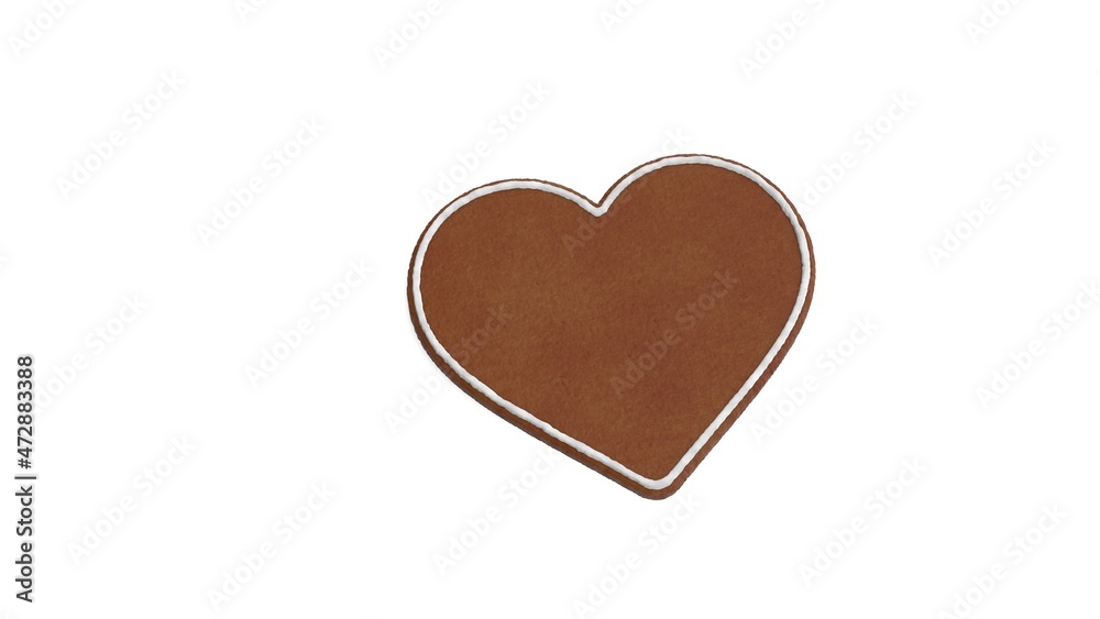 3d rendering of gingerbread symbol of heart isolated on white background 3d rendering of gingerbread symbol of heart isolated on white background