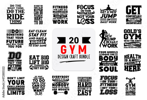 Craft design bundle with Gym lettering quotes.