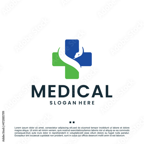 cross medical ,snake ,logo design template