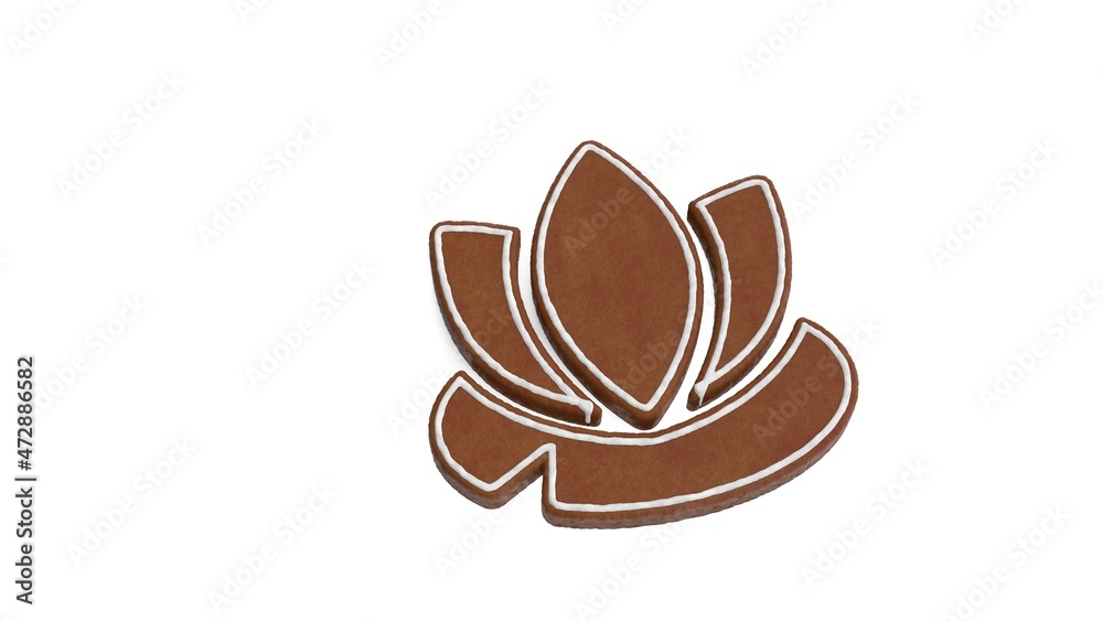 3d rendering of gingerbread symbol of water lilly isolated on white background 3d rendering of gingerbread symbol of water lilly isolated on white background