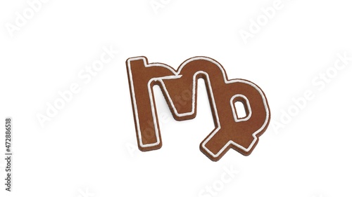 3d rendering of gingerbread symbol of Virgo zodiac isolated on white background