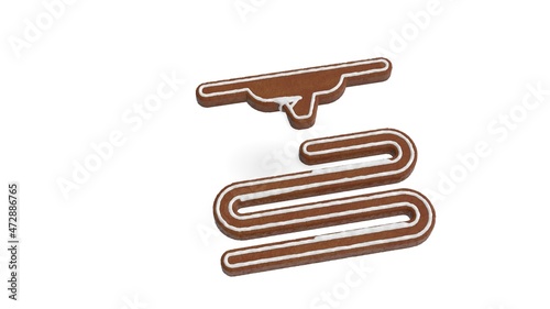 3d rendering of gingerbread symbol of 3d printing isolated on white background