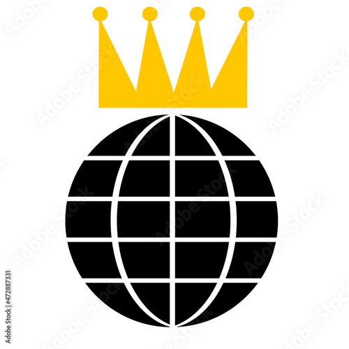 world domination, earth globe with golden crown on top