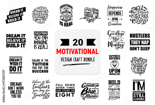 Craft design bundle with motivational lettering quotes.