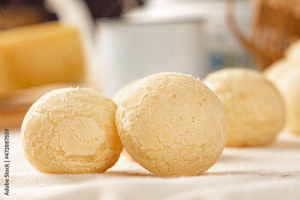 Cheese bread, breakfast table in Brazil, cheese bread in detail, selective focus. Cheese bread, breakfast table in Brazil, cheese bread in detail, selective focus.