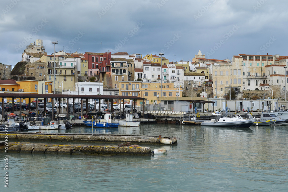 Termoli - Molise -The houses overlooking the harbor and the small boats in the foreground