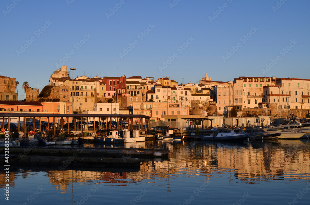 Termoli - Molise - The houses overlooking the harbor and the small boats in the foreground.