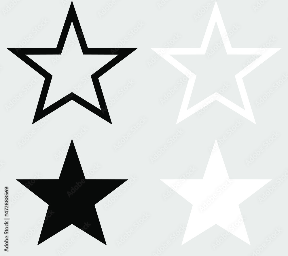 Star - Vector icon. Star icon vector black and white. Stars illustration on gray background Star - Vector icon. Star icon vector black and white. Stars illustration on gray background