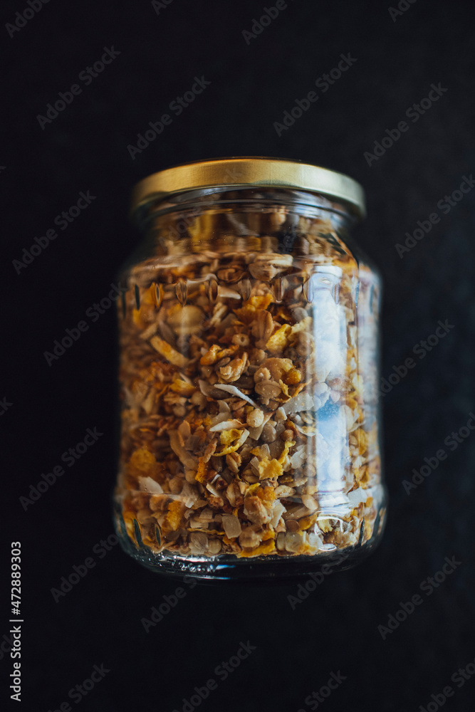 cereals and muesli in glass without packaging cereals and muesli in glass without packaging