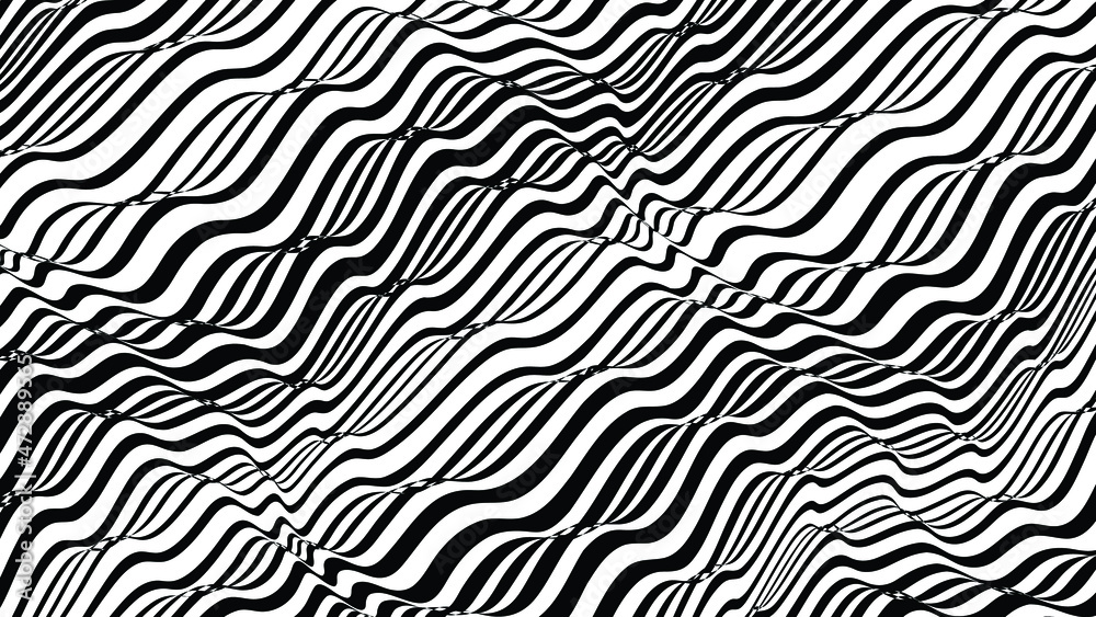 Glitch effect . Distorted speed lines .Abstract flow lines background . Fluid wavy shape .Striped linear pattern . Music sound wave . Vector illustration