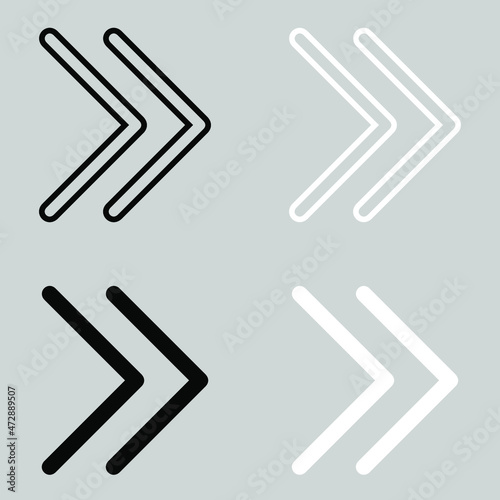 Set of Right Arrow Icon. Right arrow icon for your project. Flat design style. Arrow icon graphic design vector sign symbols. Vector icon on gray background. 
