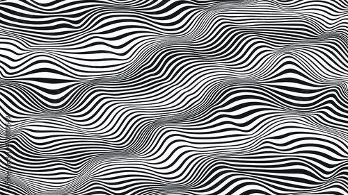 Glitch effect . Distorted speed lines .Abstract flow lines background . Fluid wavy shape .Striped linear pattern . Music sound wave . Vector illustration © miloje