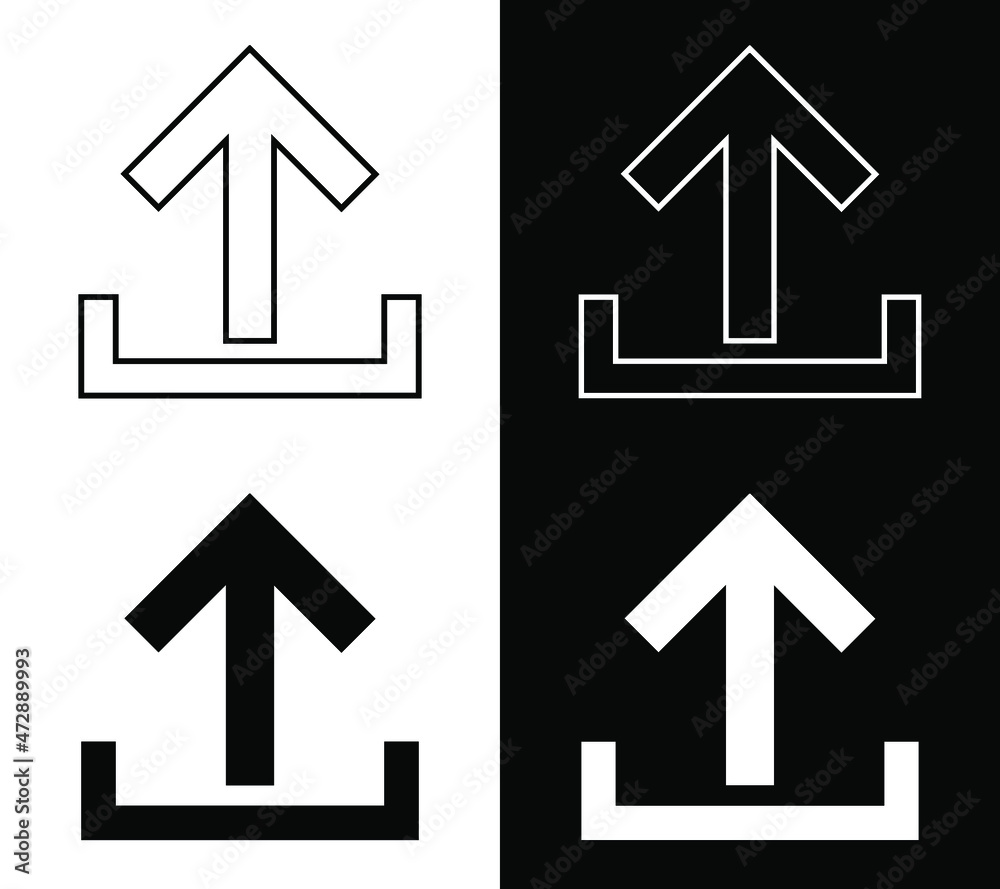 Set of Upload Icon. Trendy Sign Symbol for your project. Flat design style. Vector icon on white and black background Set of Upload Icon. Trendy Sign Symbol for your project. Flat design style. Vector icon on white and black background