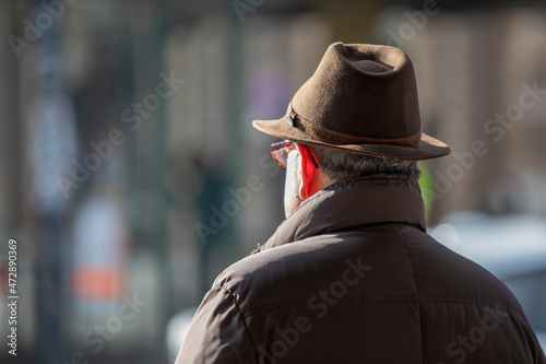 Photography Elderly man watching the movement in the city of Vienna, Austria
