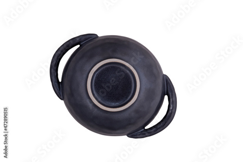 Black Ceramic pottery isolated on white background