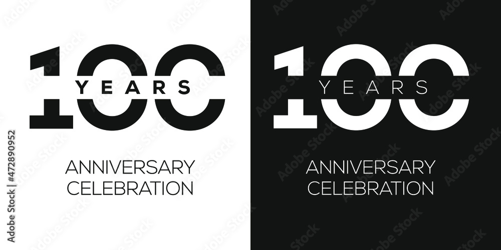 100 years anniversary celebration template, Vector illustration. - obrazy, fototapety, plakaty 