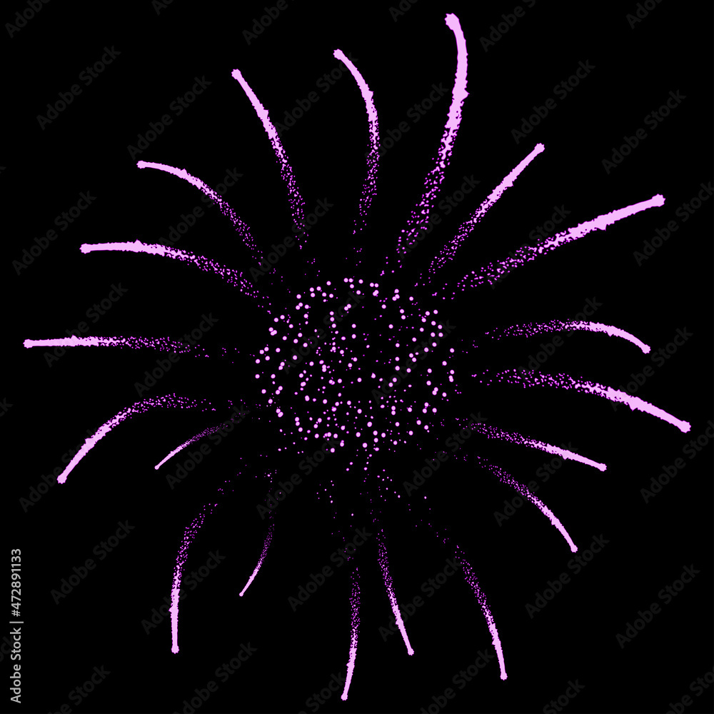 Fototapeta premium Beautiful firework with sparks at night sky. Vector illustration