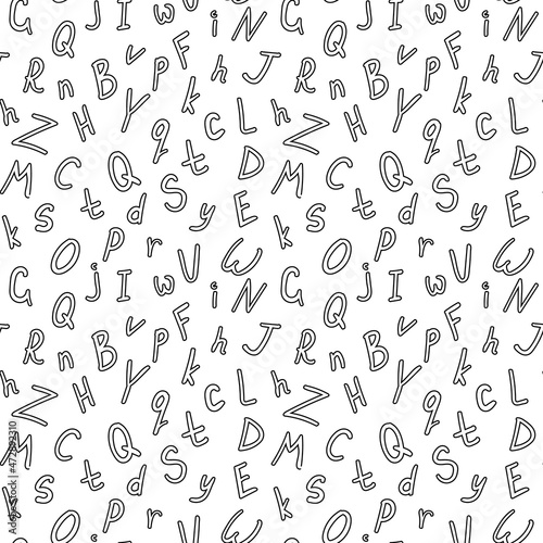 Alphabetical vector seamless pattern  abc black and white pattern for background for wrapping paper  fabrics and other designs