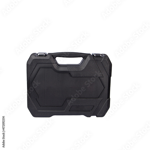  Black tool box isolated on a white background.