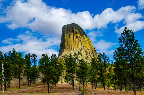 USA, Wyoming, Sundance, Devil's Tower National Monument, Devil's Tower from Joyner Ridge photo