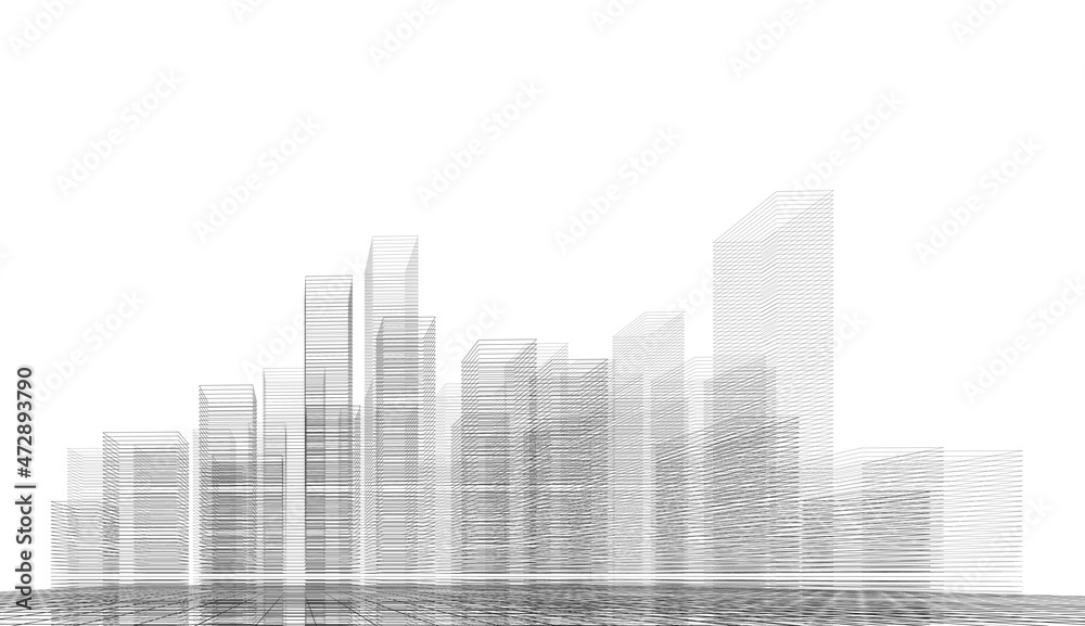 City concept architecture 3d illustration
