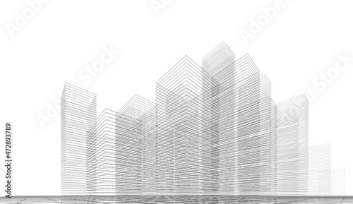 City concept architecture 3d illustration