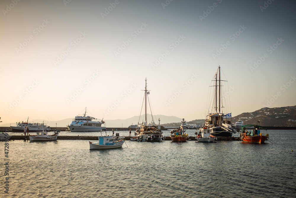 Beautiful port in Mykonos, Greece