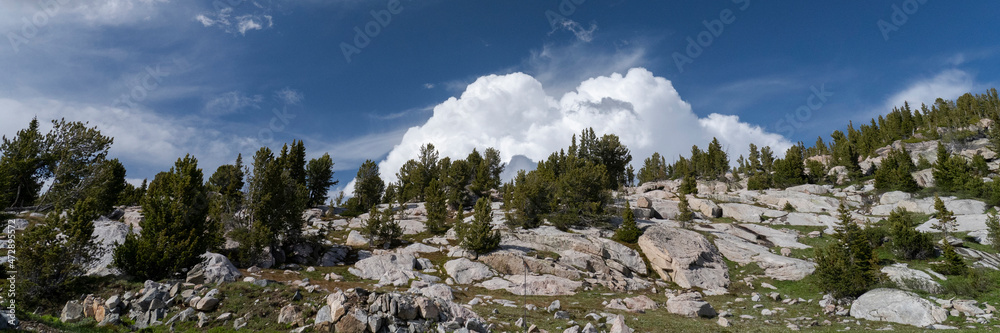 USA, Wyoming. Alpine zone vista of boulders with clouds, Beartooth Pass. USA, Wyoming. Alpine zone vista of boulders with clouds, Beartooth Pass.