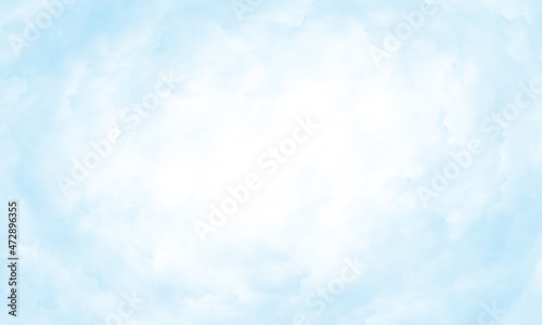 Abstract translucent watercolor background in blue tones. Copy space, horizontal banner.